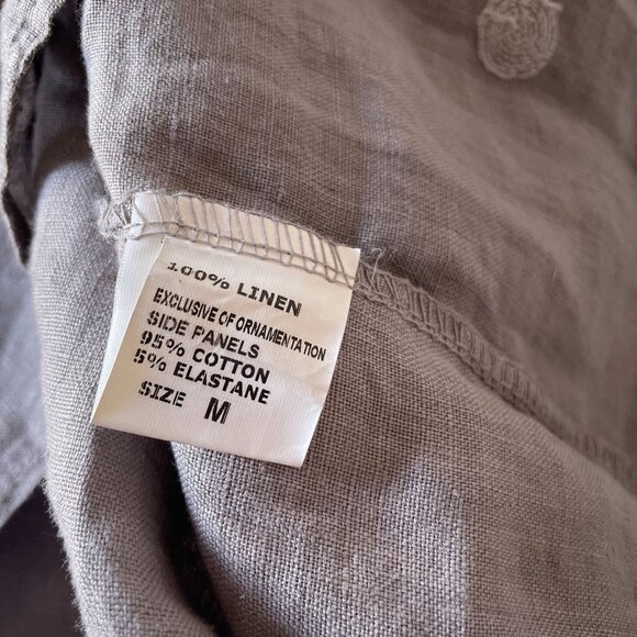 Lina Tomei Italian Linen Grey Embroidered Shift Dress Sz M - Picture 13 of 13